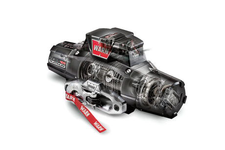 WARN Zeon 12S Platinum – schräger Blick durch transparente Hülle auf Motor und Technik