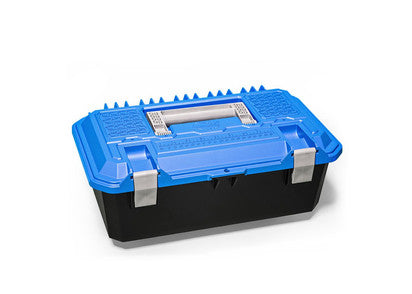 DECKED CROSSBOX WITH CARRYING HANDLE, FOR SMALL DRAWERS, LID BLUE
