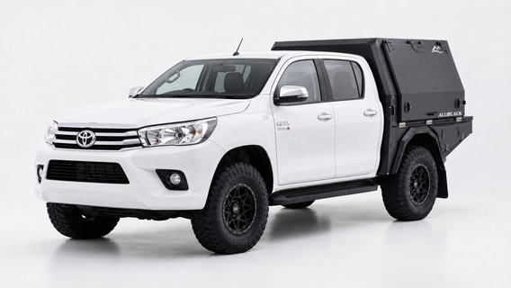 AluBlack Flatbed mit 3/4-Canopy für Toyota Hilux 2016+ Doppelkabine