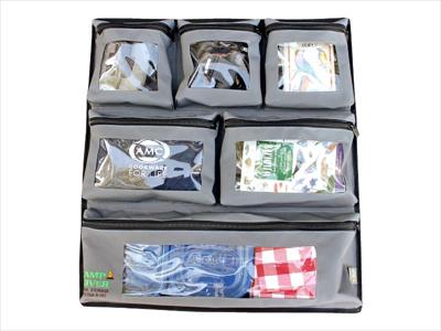 Camp Cover Stausystem Organizer sechs Taschen mit Sichtfenser und Klettbefestigung Schwarz