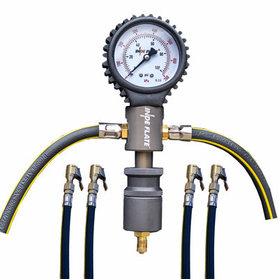 Indeflate Vier Schläuche (je 3m) mit Manometer Kit