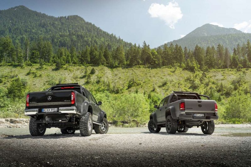 Mercedes X Klasse und VW Amarok mit Body Lift Kits im ehemaligen Steinbruch