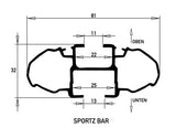 Rhino Rack Sportz Querträger Zeichnung mit Abmessungen