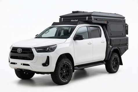 AluBlack Flatbed mit Stauboxen für Toyota Hilux 2016+ Doppelkabine, Kit für Alu-Cab ModCAP