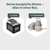BOXIO COOK PLUS | Mobiler Gaskocher mit Topfset