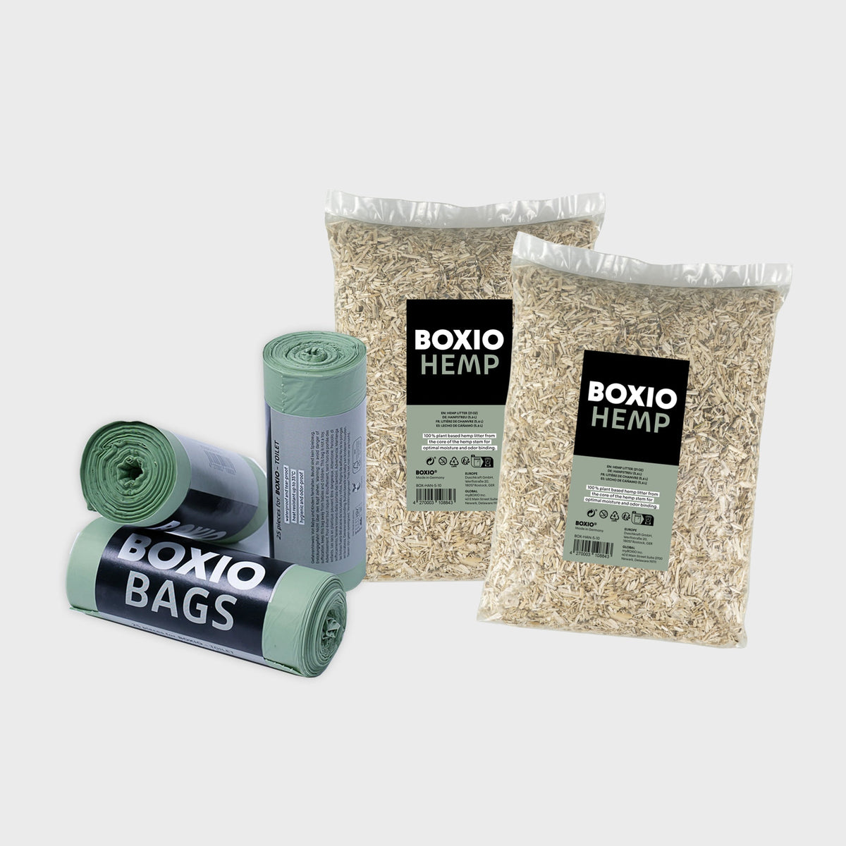 BOXIO REFILL BUNDLE | Nachfüllpack mit Hanfstreu und Müllbeuteln
