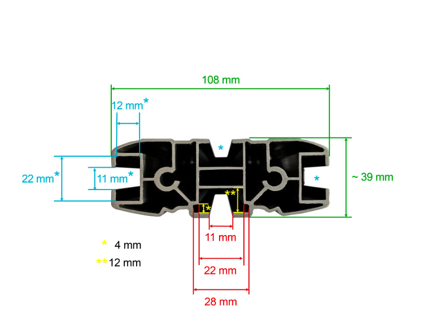 Maße der Reconn Deck Träger von Rhino Rack