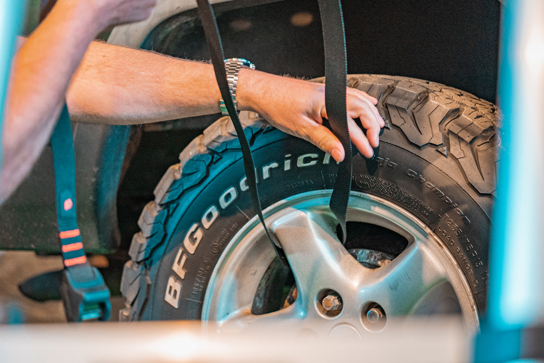 Befestigung an der Felge vom Fahrzeug auf dem das Dachzelt ist