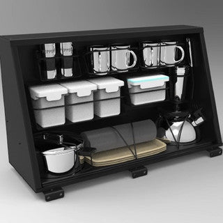 Alu-Cab Seitenfach Universal 750 mit Küchen Set, Schwarz