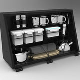 Alu-Cab Seitenfach Groß 730 x 750 Schwarz mit Kitchen Kit für Land Cruiser