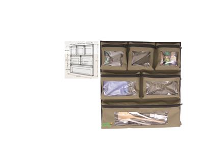 Camp Cover Stausystem Organizer sechs Taschen mit Sichtfenster und Klettbefestigung Khaki