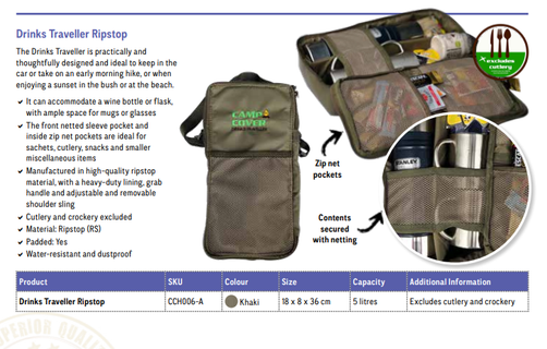Camp Cover Tasche für Getränke zum Umhängen für Camping, Picknick und Auto