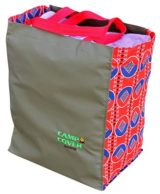 Camp Cover Afrikanischer Sweshwe Baumwoll-Shopper Khaki/Rot