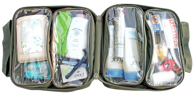 Camp Cover Organizer mit vier separaten durchsichtigen Taschen