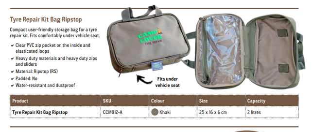 Camp Cover Tasche für Autoreifen-Reparatur Set, Schwarz