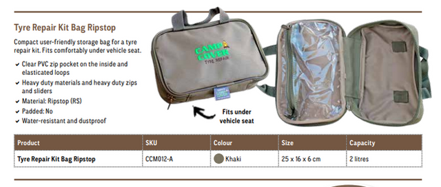 Camp Cover Tasche für Autoreifen-Reparatur Set, Schwarz